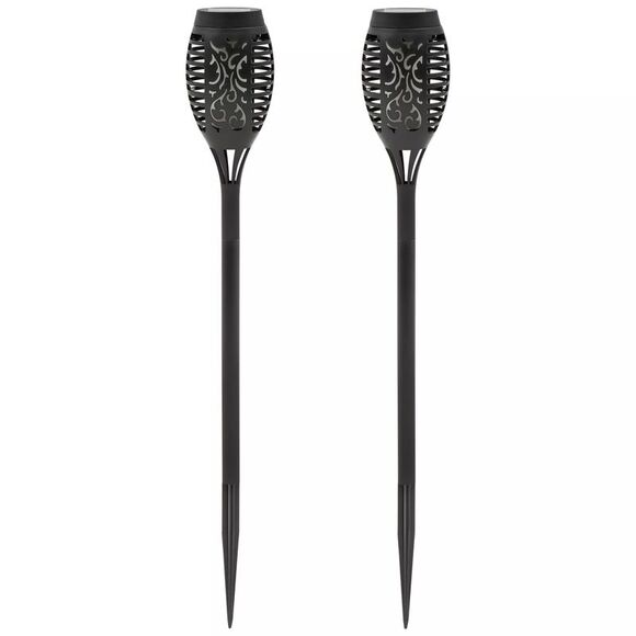 Solasa 20" Solar Powered Flashing Tiki Lights with a Dancing Flame, 2 Pack - Picture 2 of 7